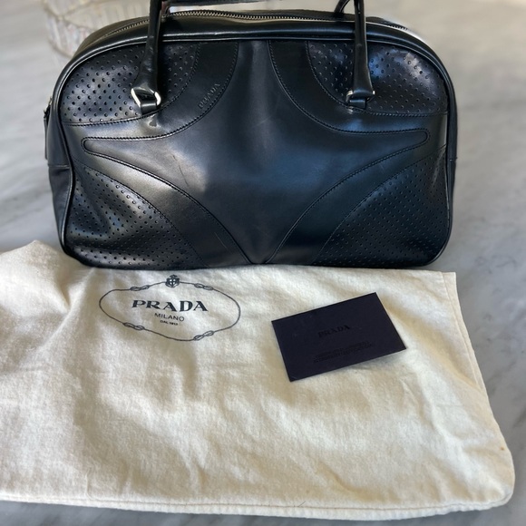 🌿authentic Prada vitello drive bowler bag w cards and duster black - Picture 5 of 11